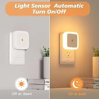 Auto On/Off Mini Wall LED Night Light - Convenient & Smart Bedroom Illumination LED Night Light Sensor Control Light — view 2