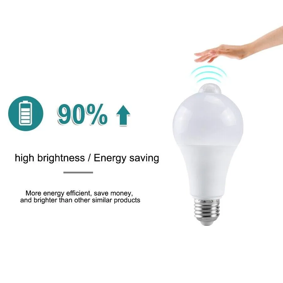 Motion Sensor Bulb LED Lamp B22 PIR Sensor Light Bulb Auto ON/OFF 12W or 15W — view 6