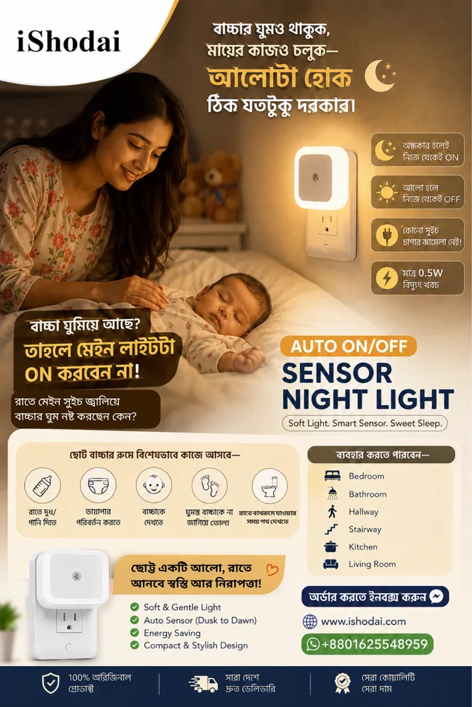Auto On/Off Mini Wall LED Night Light - Convenient & Smart Bedroom Illumination LED Night Light Sensor Control Light — view 4