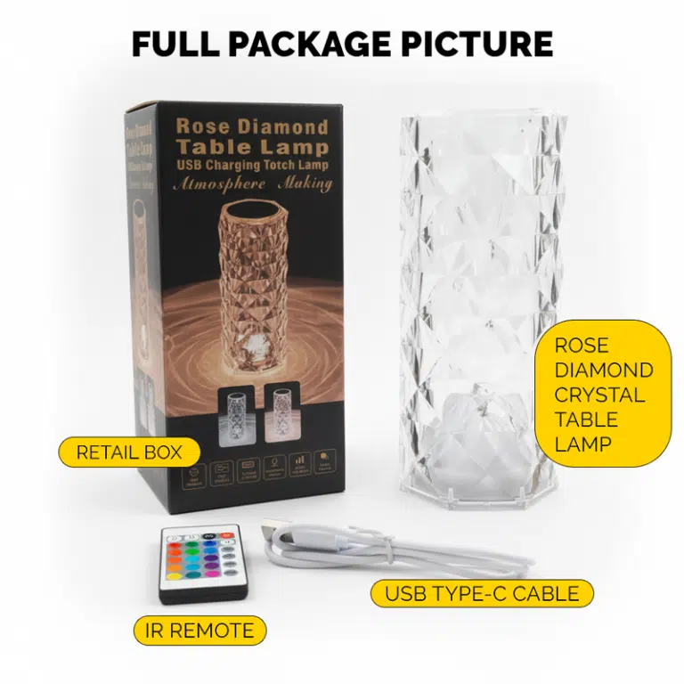 16 Color Crystal Rose Diamond Table Lamp Acrylic Table Lamp with Remote for Living Room, Bedroom