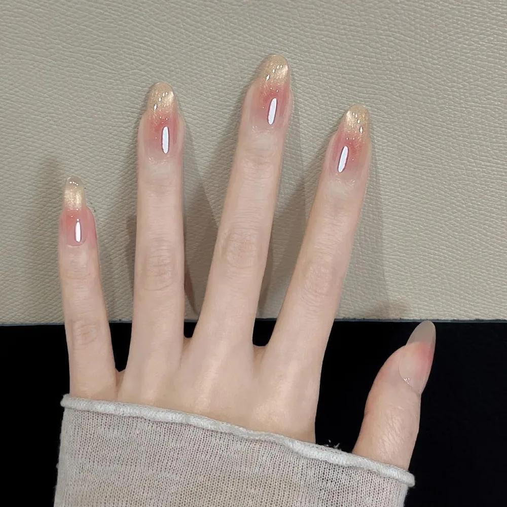 Wearable Nails with Pure Desire Cat Eye Effect, High-End Handmade Nail Art Pieces, Pack of 10