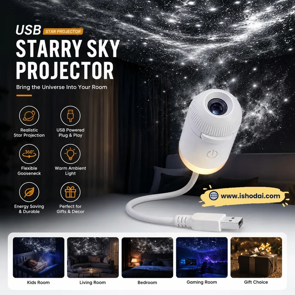 USB Starry Sky Projection Lamp Home Bedroom Night Light Romantic Milky Way Light Car Interior — view 7