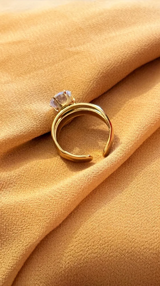 Stylish one stone finger ring — view 3