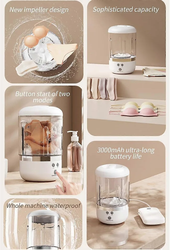 Mini Rechargeable Washing Machine Portable Automatic Travel Laundry Washer — view 4