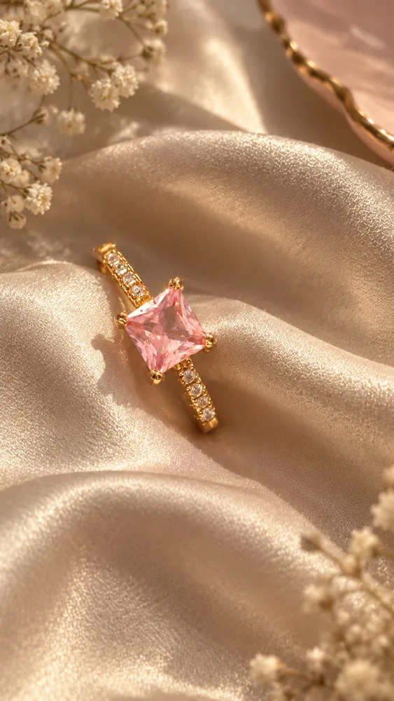 Pink Zircon Stone Finger Ring