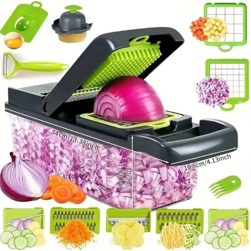 16 in 1 Premium Multifunction Vegetable Cutter with Squre Basket – Portable Chopper, Shredder & Grater for Quick Meal Prep — view 6