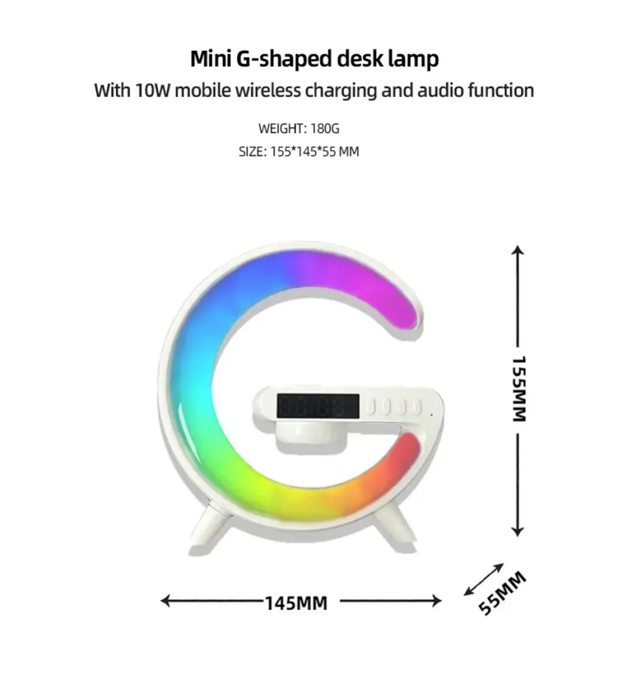 Smart Sound Machine Wake Up Light Alarm Clocks Bluetooth Speaker 10W Multifunctional Wireless Charger LED Atmosphere RGB Night Light Alarm Clock Desk — view 5