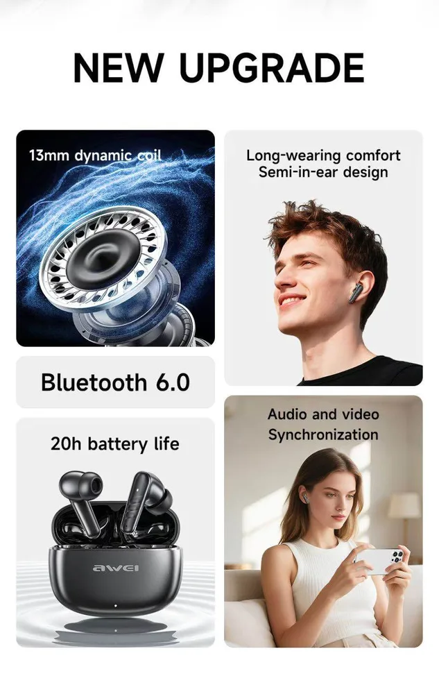 AWEI T108 True Wireless Gaming Bluetooth Headset — view 2