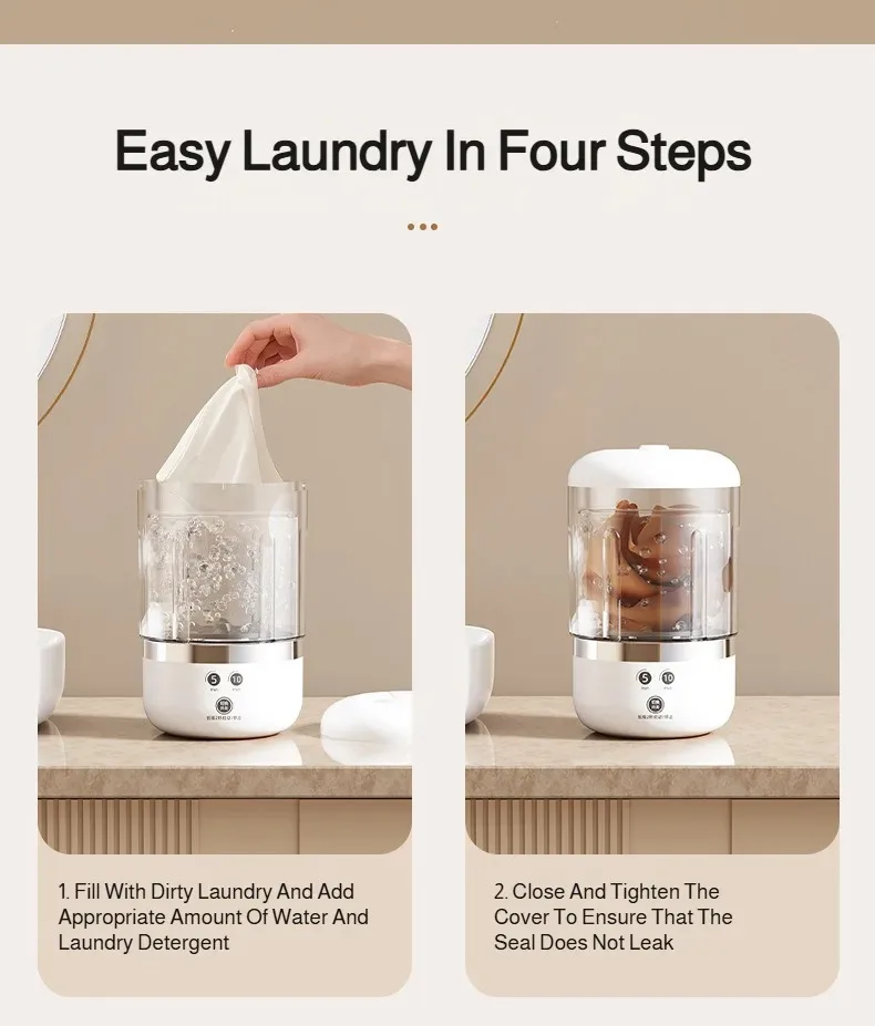 Mini Rechargeable Washing Machine Portable Automatic Travel Laundry Washer — view 13