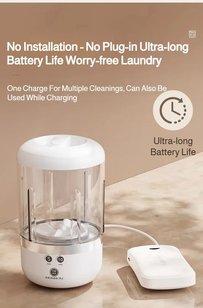 Mini Rechargeable Washing Machine Portable Automatic Travel Laundry Washer — view 21