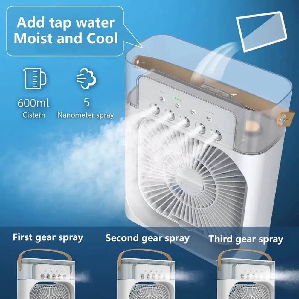 Rechargeable Air Cooler Fan With Mist Flow — view 2