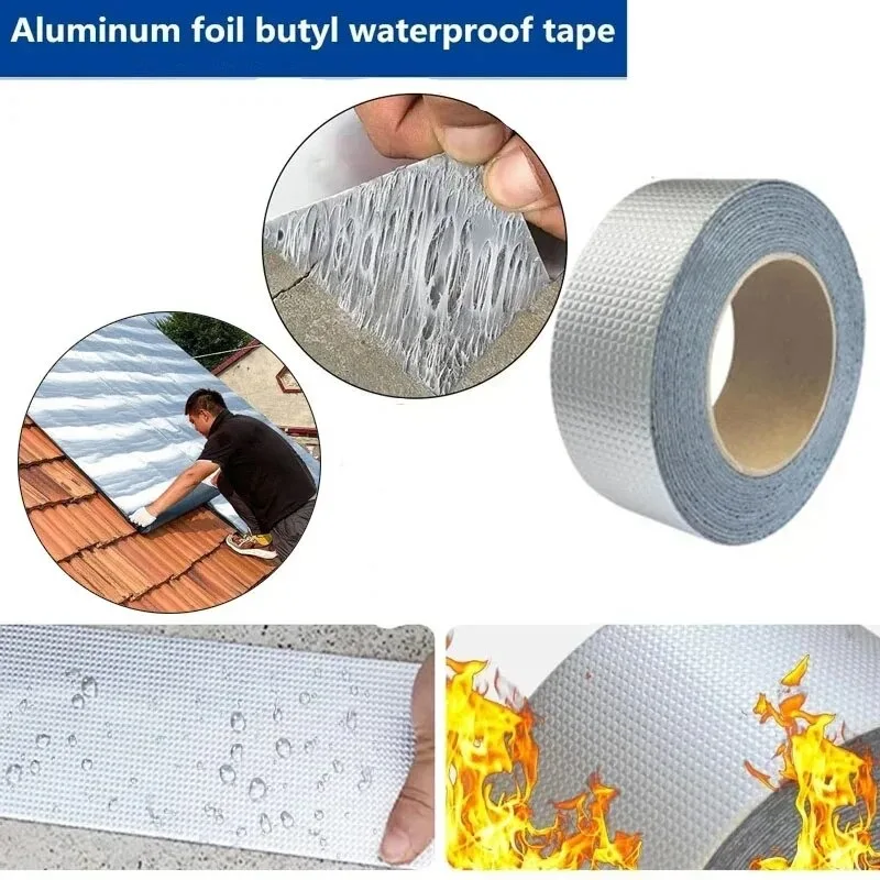 Super Waterproof Aluminum Foil Butyl Tape Aluminum Butyl Tape with Butyl Rubber Adhesive Sealing Tape Easy to Use — view 5