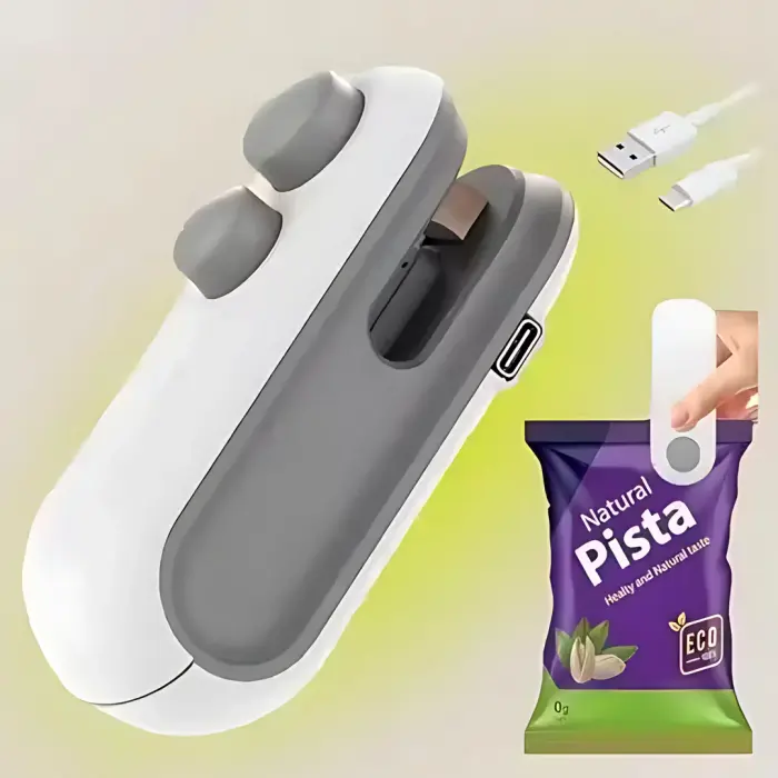 Rechargeable Mini Bag Sealer and Cutting Machine, Mini Bag Sealer, Handheld Heat Vacuum Sealer with Cutter, Rechargeable Portable Bag Resealer
