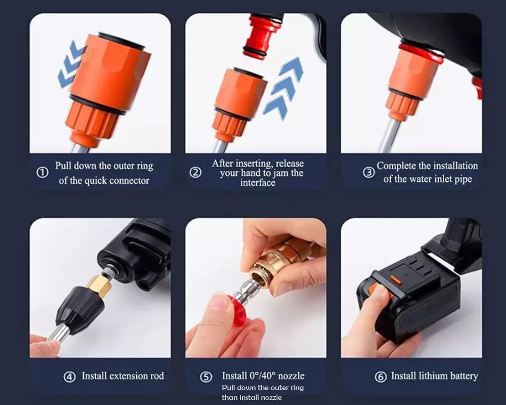 48v High Pressure Cordless Portable Bike Washer Wireless Spray Portable Water Cleaning Machine For Irrigation With Lithium Battery — view 8